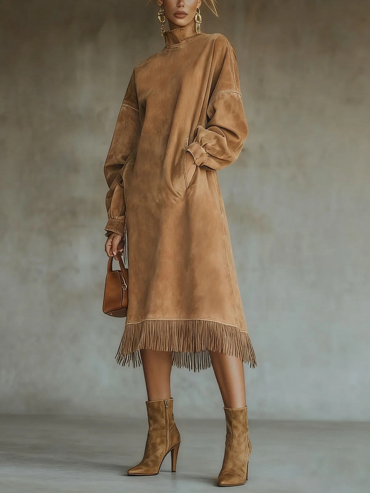 Aurora | Robe à franges en daim