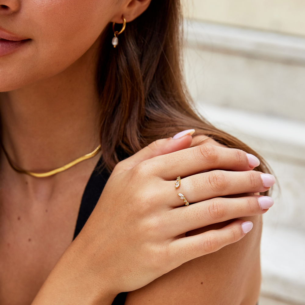 Noelia - Bague en cristal doré