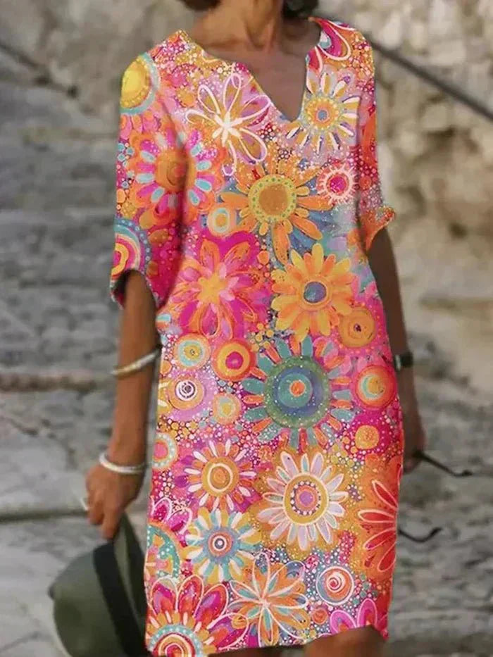 Nira | Robe midi à fleurs éclatantes