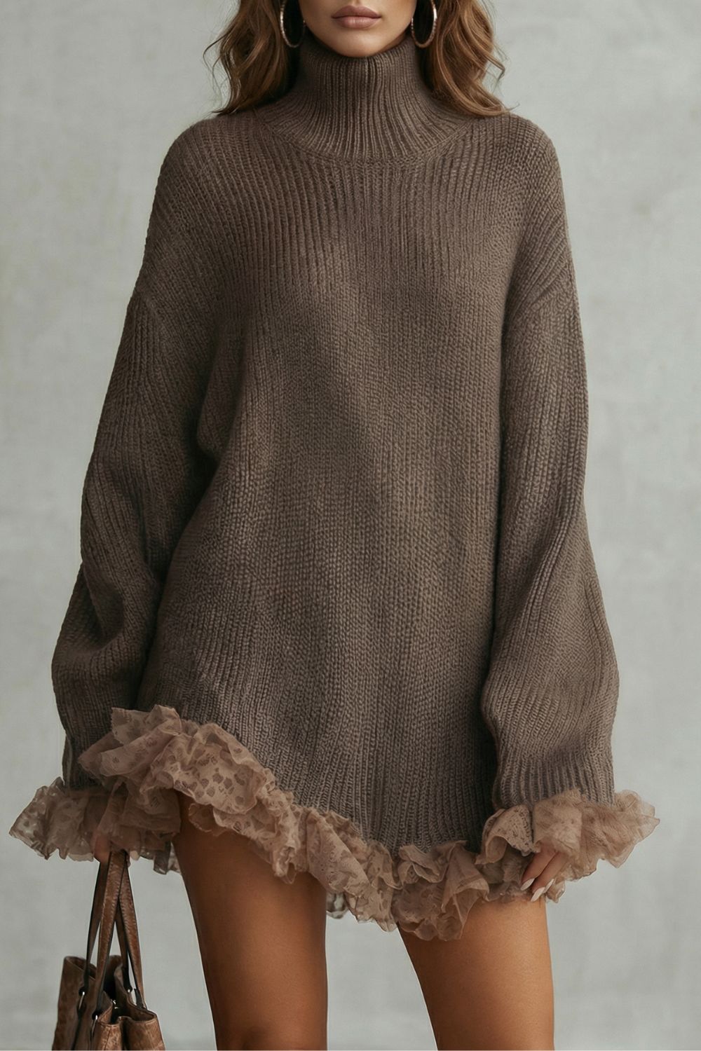 Morvelle - Robe pull en maille à ourlet volanté