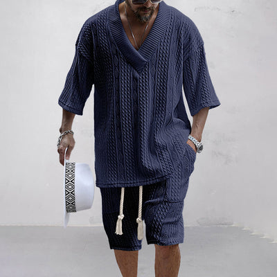 NICOLÒ - Stijlvol gebreid shirt en shortset voor de zomer