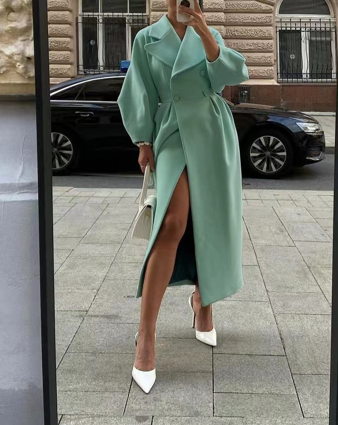 Eve | Trench-coat long et élégant pour femme, à col cranté