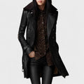 Marie | Élégant manteau en cuir 3/4