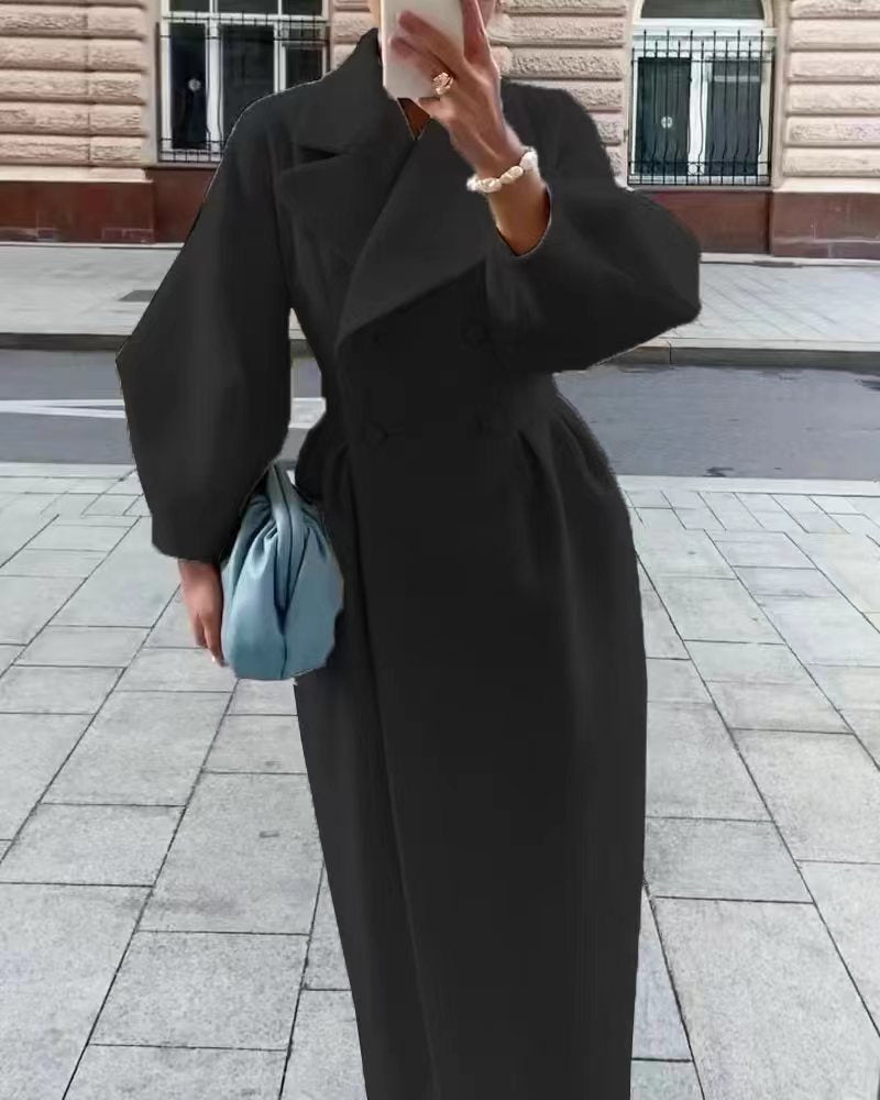 Eve | Trench-coat long et élégant pour femme, à col cranté