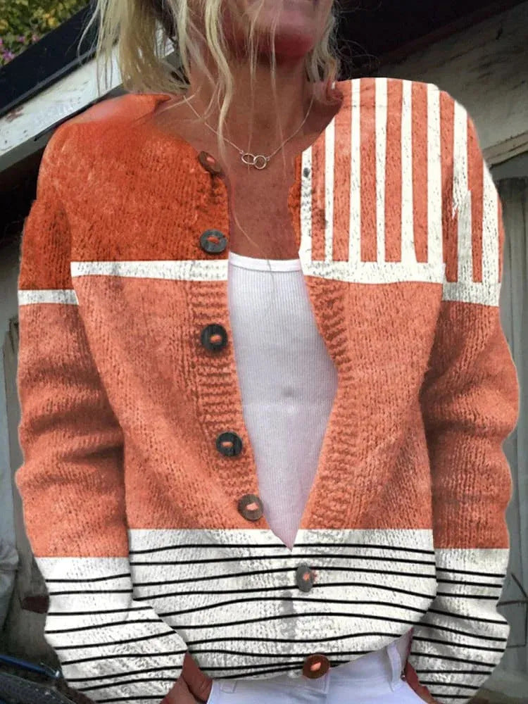 Ruby | Gilet boutonné à rayures rétro