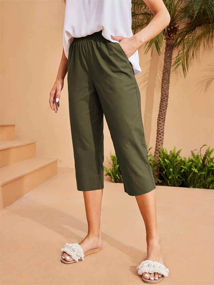 Sophia | Elegante Cropped Summer Pants With Elastic Taille