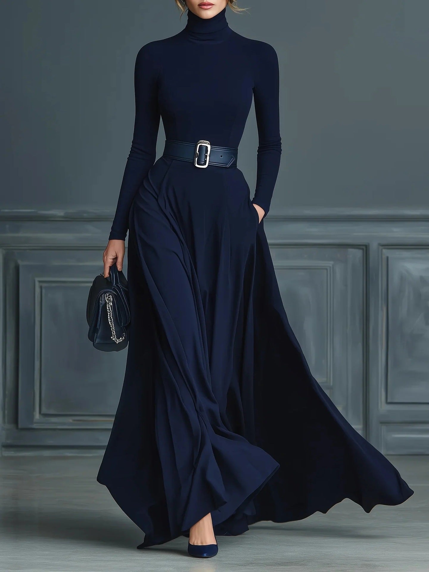 Corliss | Robe longue à col montant