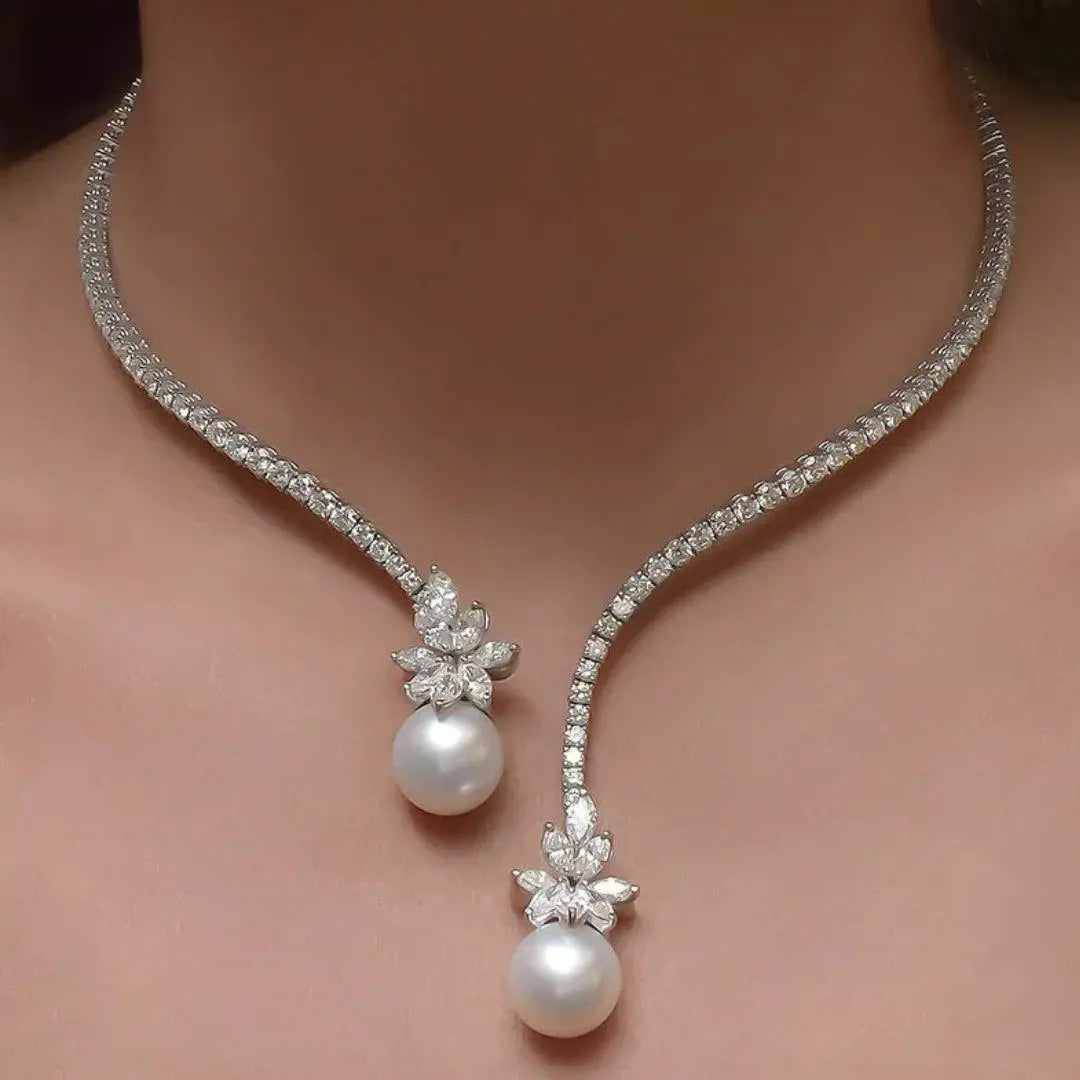 Collier élégant et brillant orné de perles en argent sterling