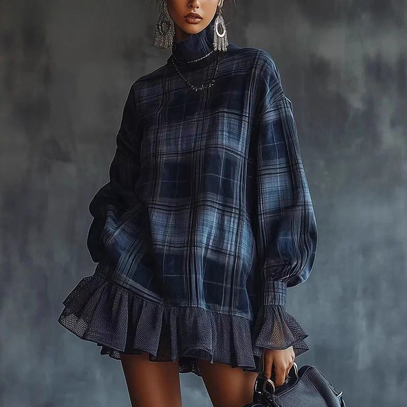 Élodie | Robe à col roulé à volants