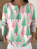 Nora - Kersttrui met dennenbomenprint 