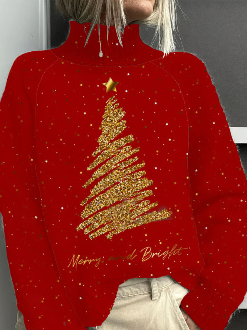 Sara - Kersttrui met gouden kerstboom 