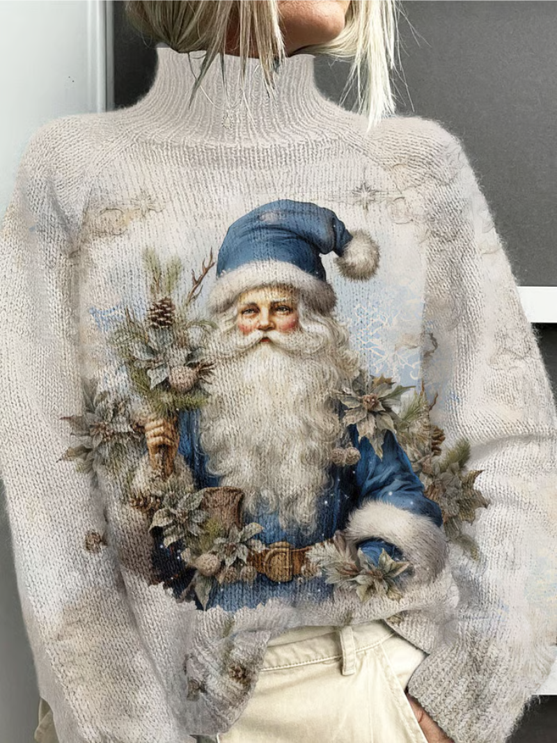 Lina - Kersttrui met vintage kerstman 