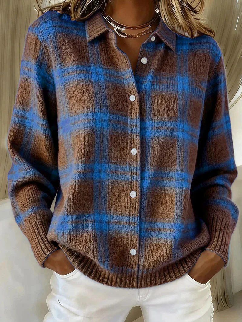 Blouse en maille à carreaux Lune | Terre 
