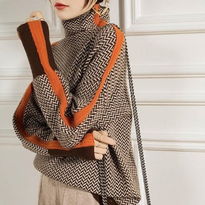 Vera™ | Trui met hoge kraag en contrasterende strepen