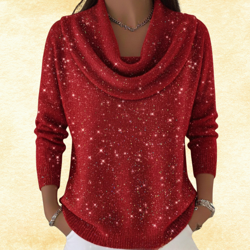 Camille™ - Zachte Glittertrui met Watervalhals 