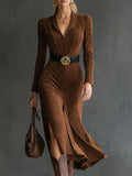 Eleanor | Robe midi en faux daim 