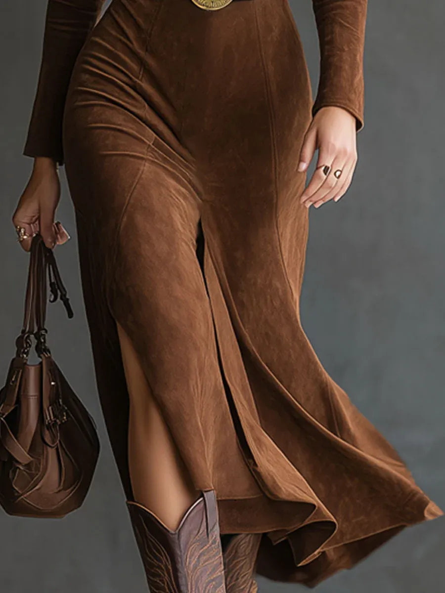 Eleanor | Robe midi en faux daim 