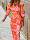 Clarissa™ | Striped Shirt Midi Dress 