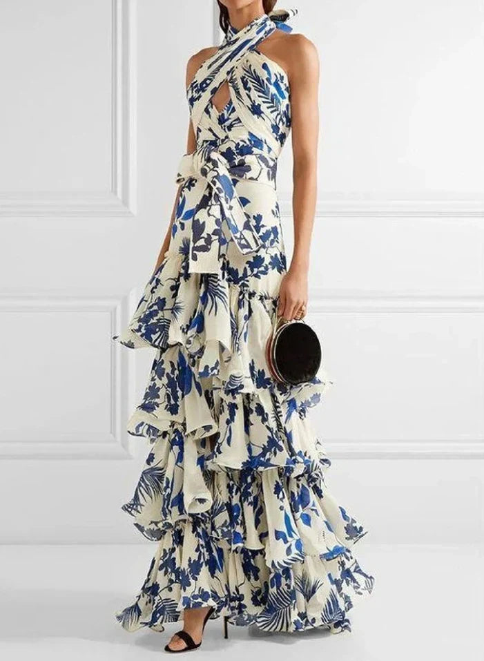 Daniela™ | Layered Midi Dress with Ruffles and Ties 