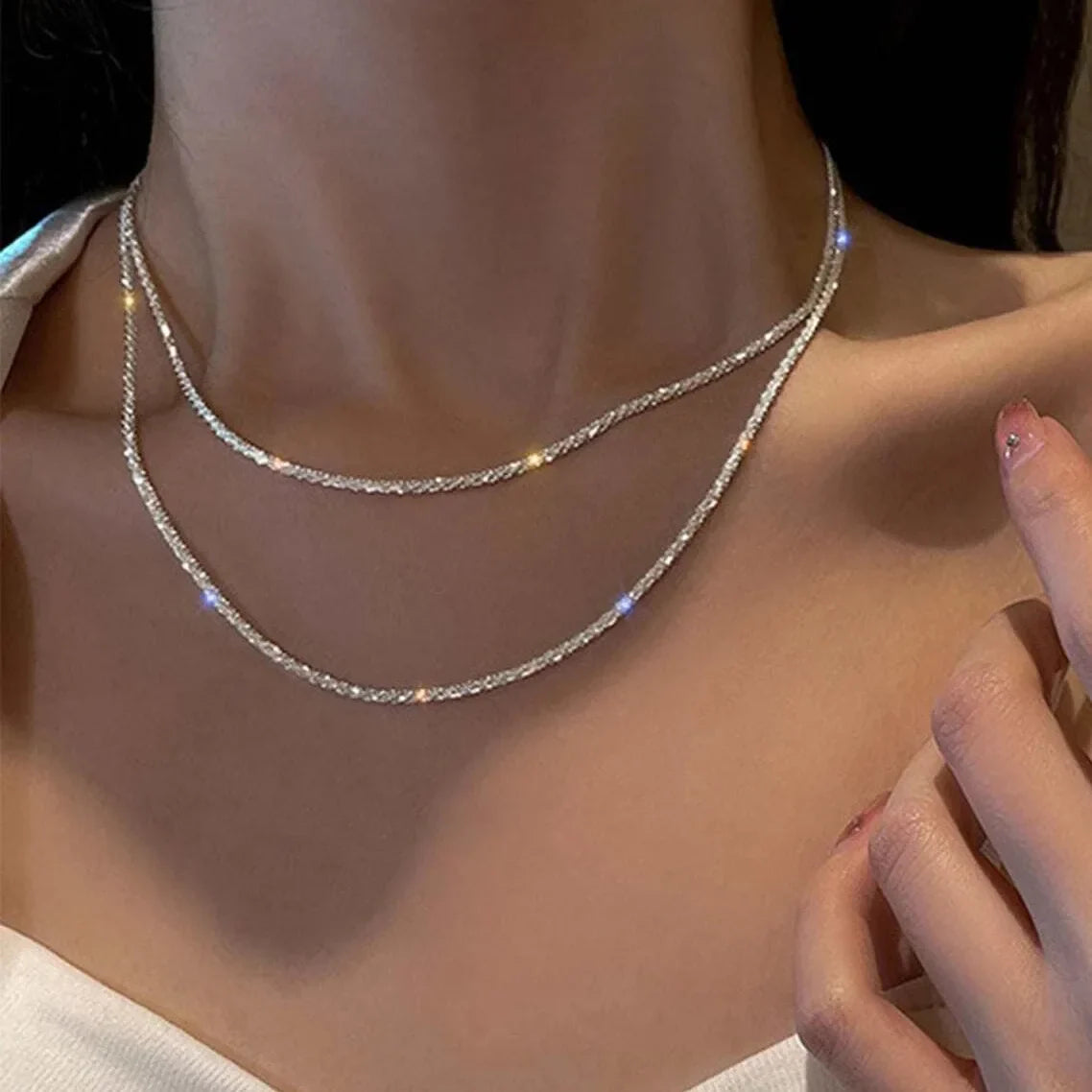 Double Layer Crystal Necklace 