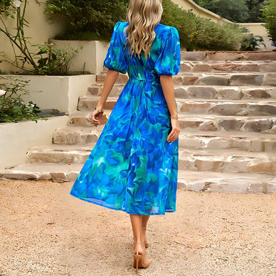 Everly™ | Vintage Glam Midi Šaty s balónovými rukávy
