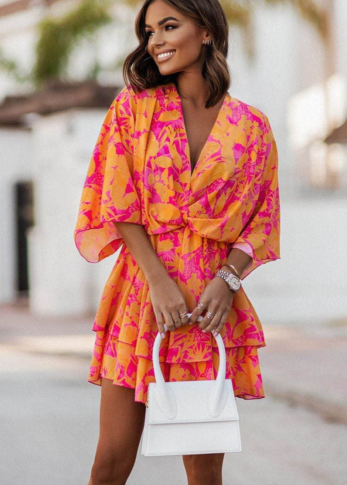 Carmen™ | Boho Mini Dress with Gold Details