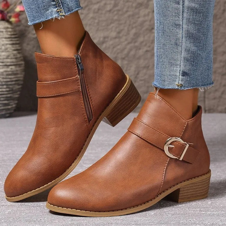 VintageCharm™ | Retro Buckle Ankle Boots