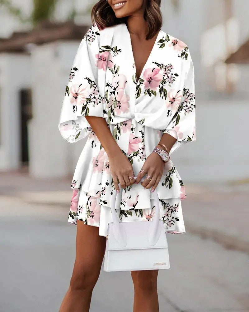 Carmen™ | Boho Mini Dress with Gold Details