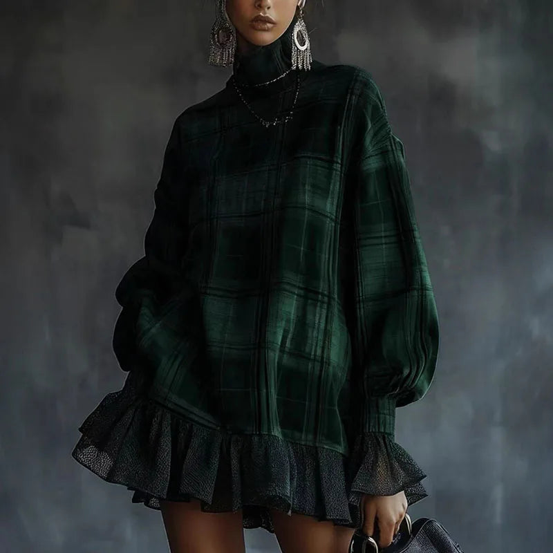 Élodie | Robe à col roulé à volants