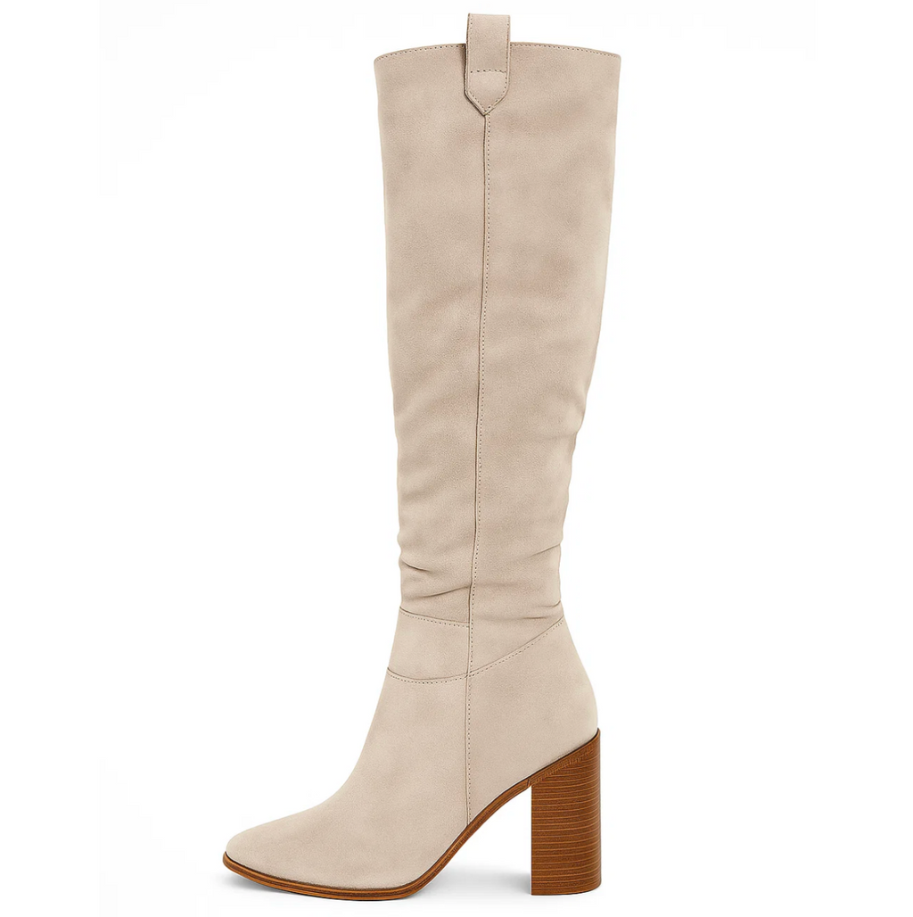 Bottes en daim à talons carrés