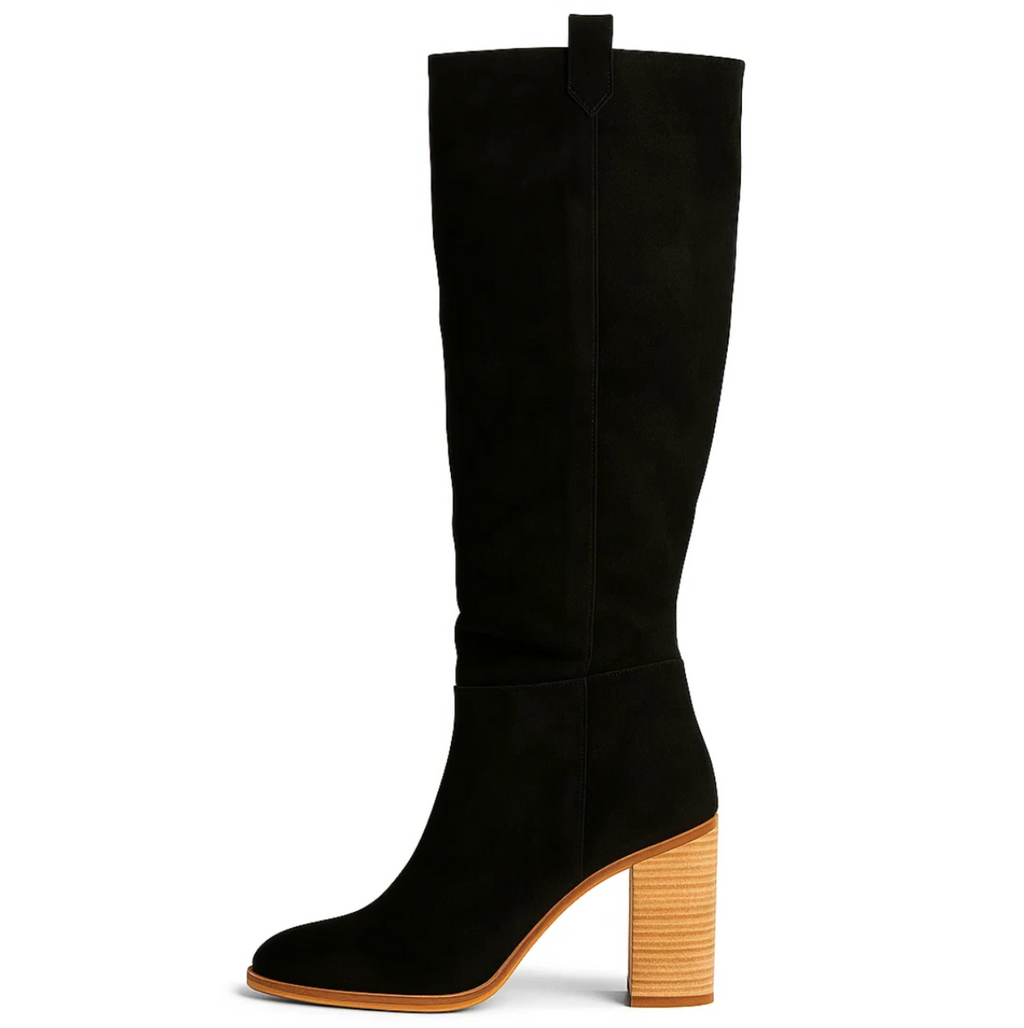 Bottes en daim à talons carrés