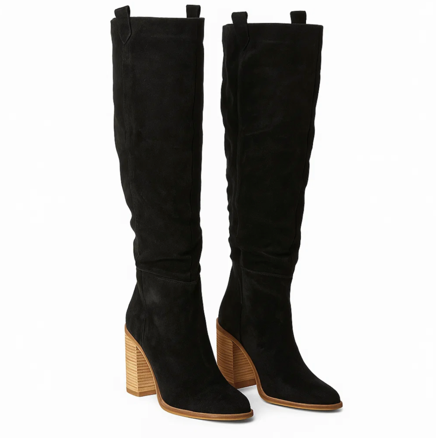 Bottes en daim à talons carrés