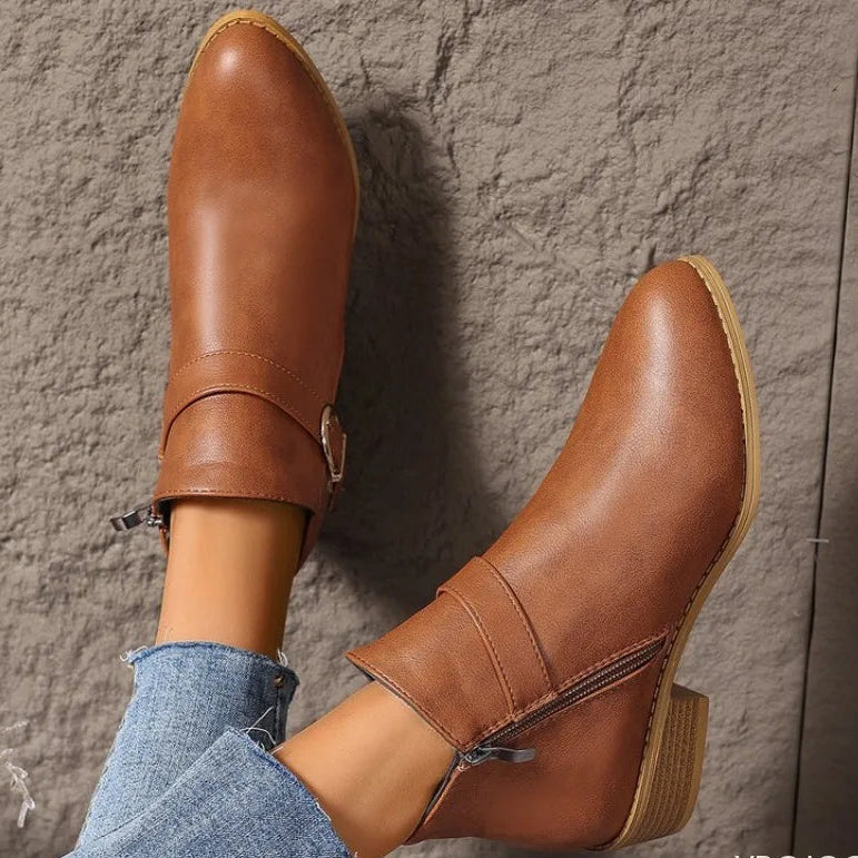 VintageCharm™ | Retro Buckle Ankle Boots
