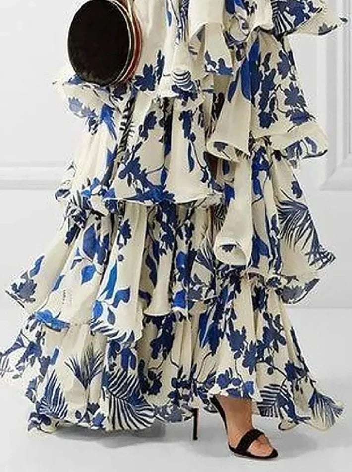 Daniela™ | Layered Midi Dress with Ruffles and Ties 