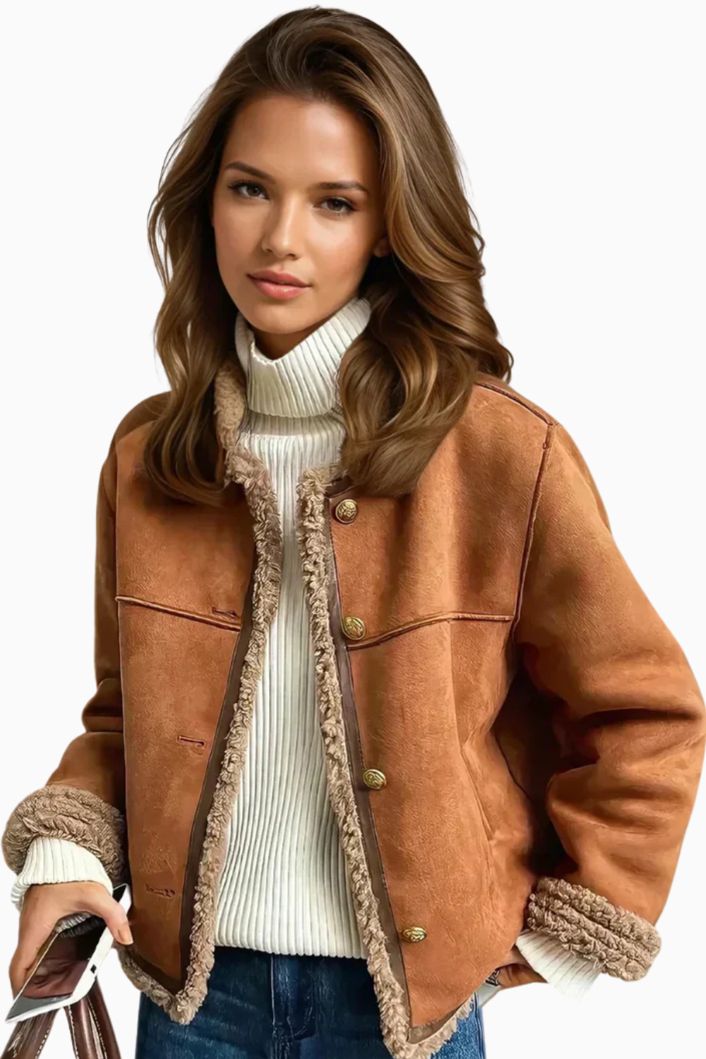 Rosalie | Veste en peau de mouton boutonnée