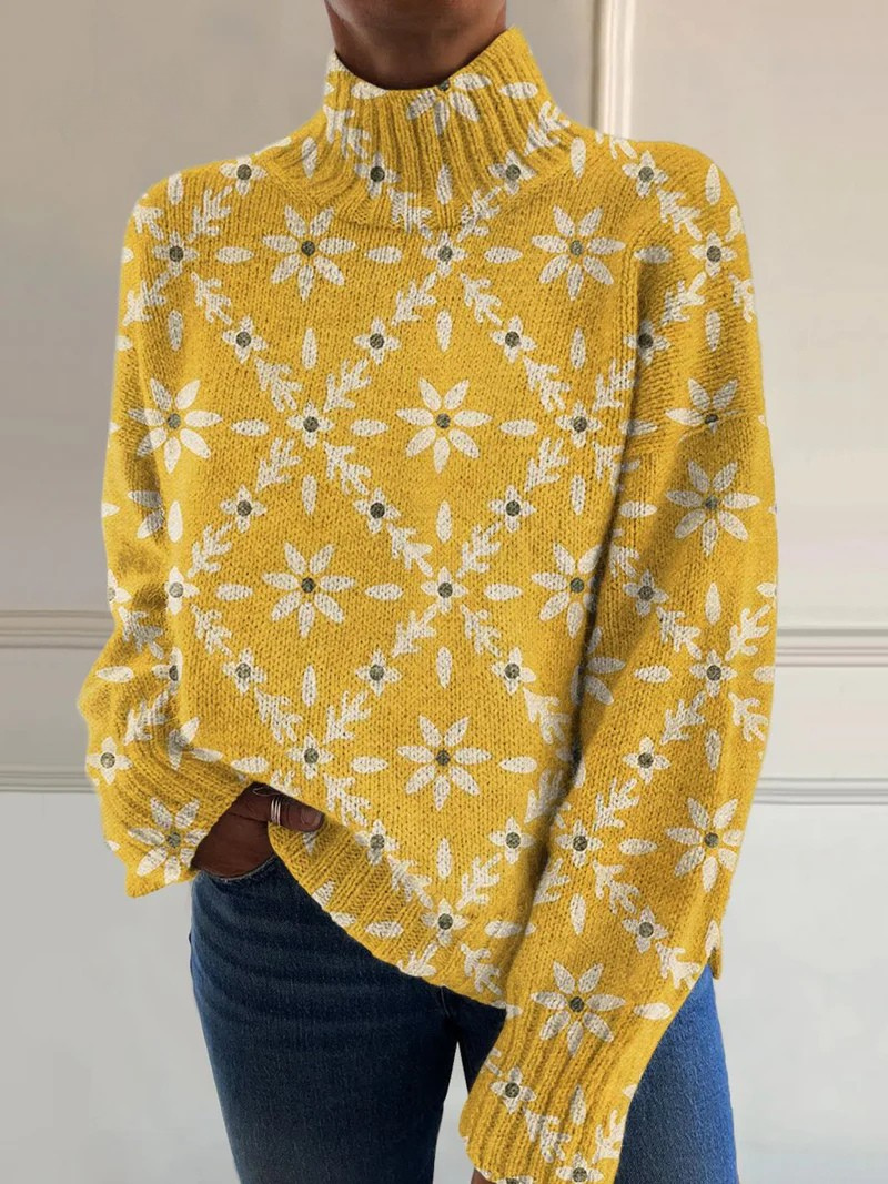 Grâce | Illustration florale vintage en blocs jaunes
