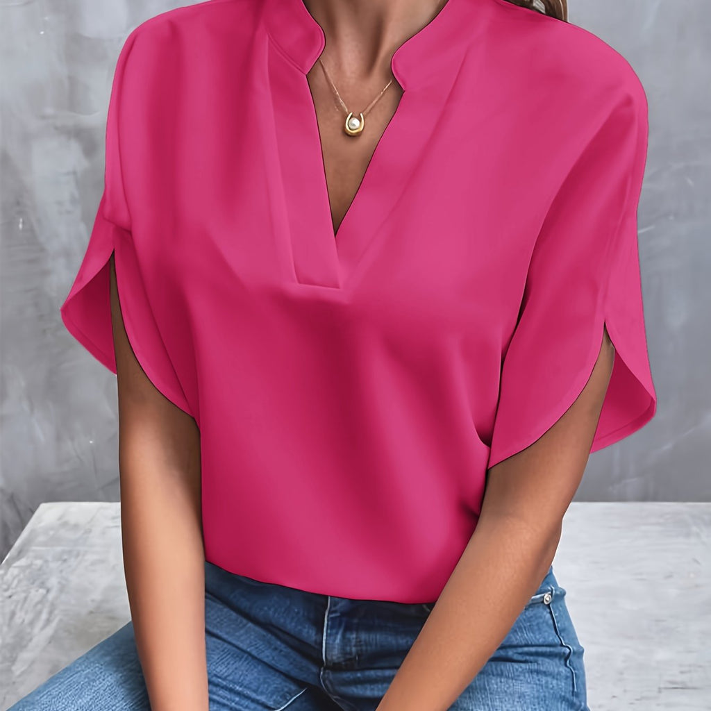 Mieke™ | Solid V-neck blouse