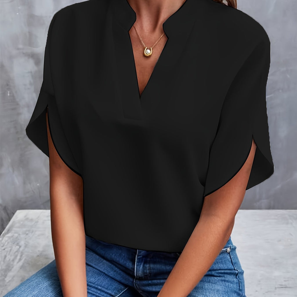 Mieke™ | Solid V-neck blouse