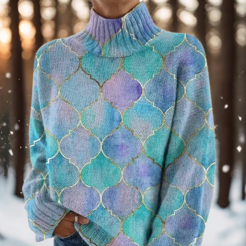 Aurora | Pull à col roulé en maille douce dégradée