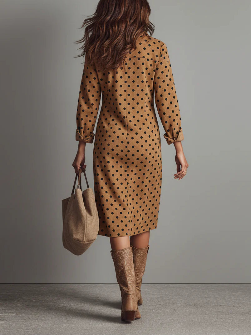 Claudia | Robe midi en similicuir à pois