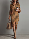 Claudia | Robe midi en similicuir à pois
