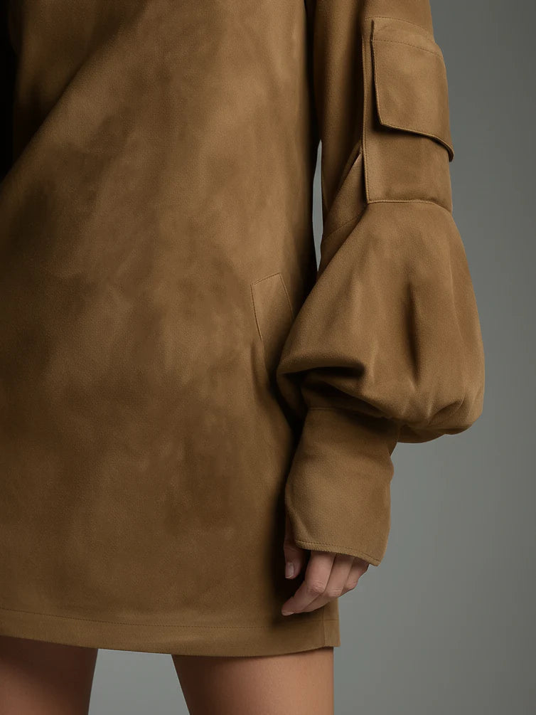 Lilly | Robe col roulé en daim