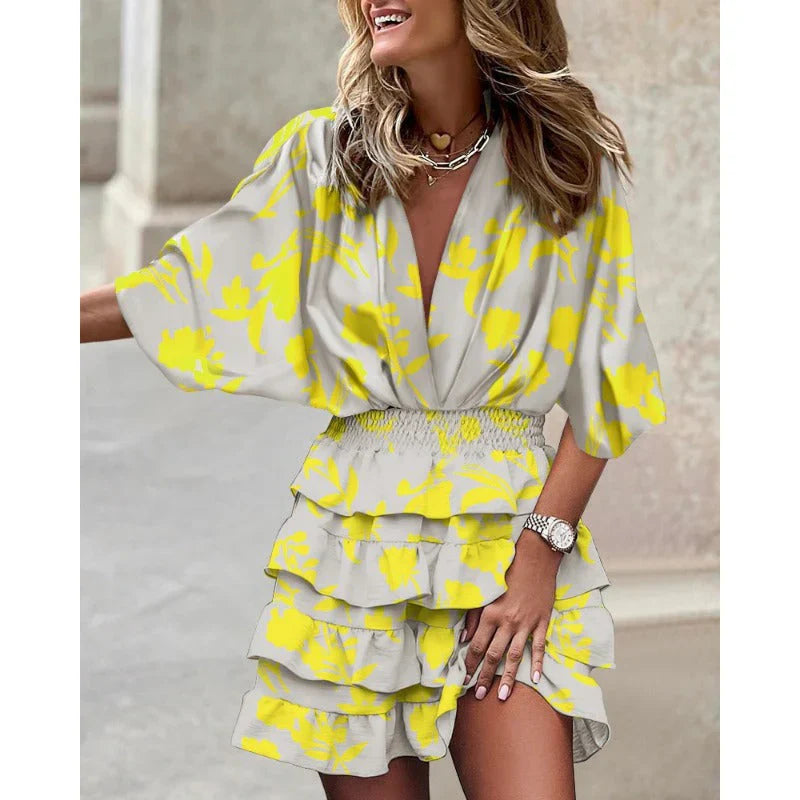 Carmen™ | Boho Mini Dress with Gold Details