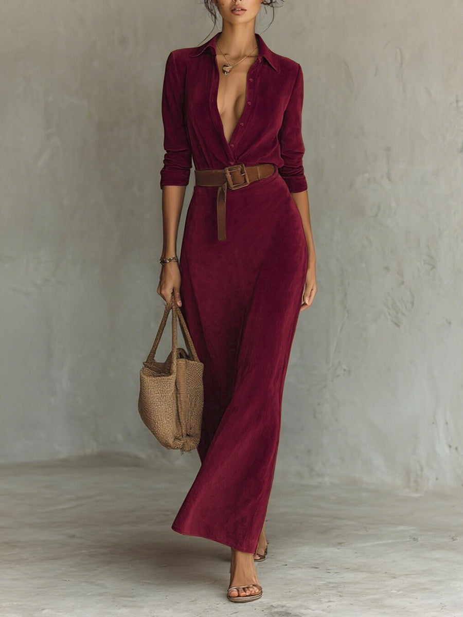 Aurélia | Robe en daim ceinturée