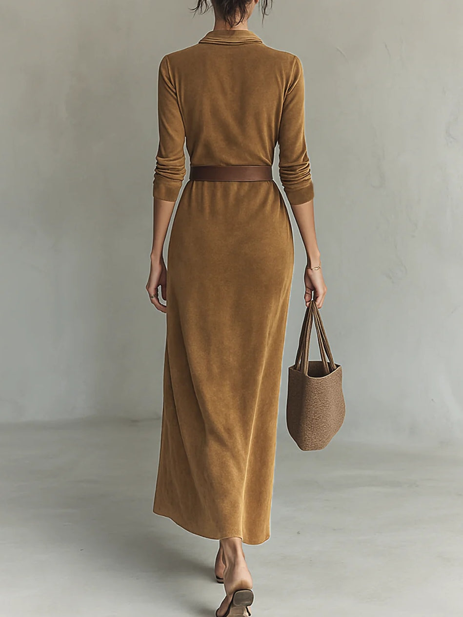 Aurélia | Robe en daim ceinturée