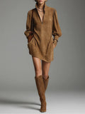 Florence | Robe mini col roulé en daim