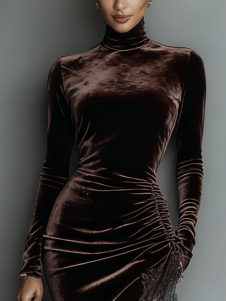 Clara | Robe longue en velours et dentelle
