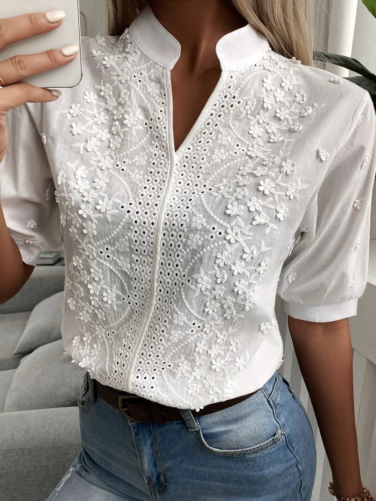 Andrea™ | Elegant V-neck blouse
