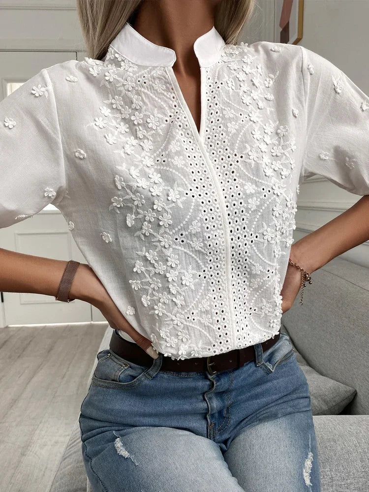 Andrea™ | Elegant V-neck blouse