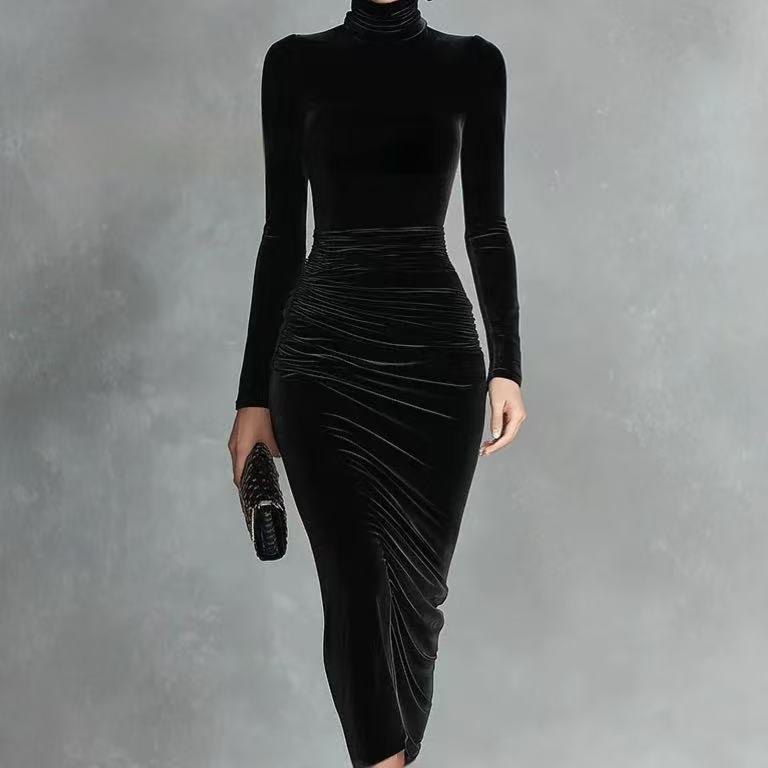 Sophia | Robe cintrée en velours noir
